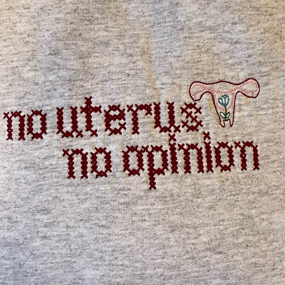 Gray Embroidered Women's Sweater